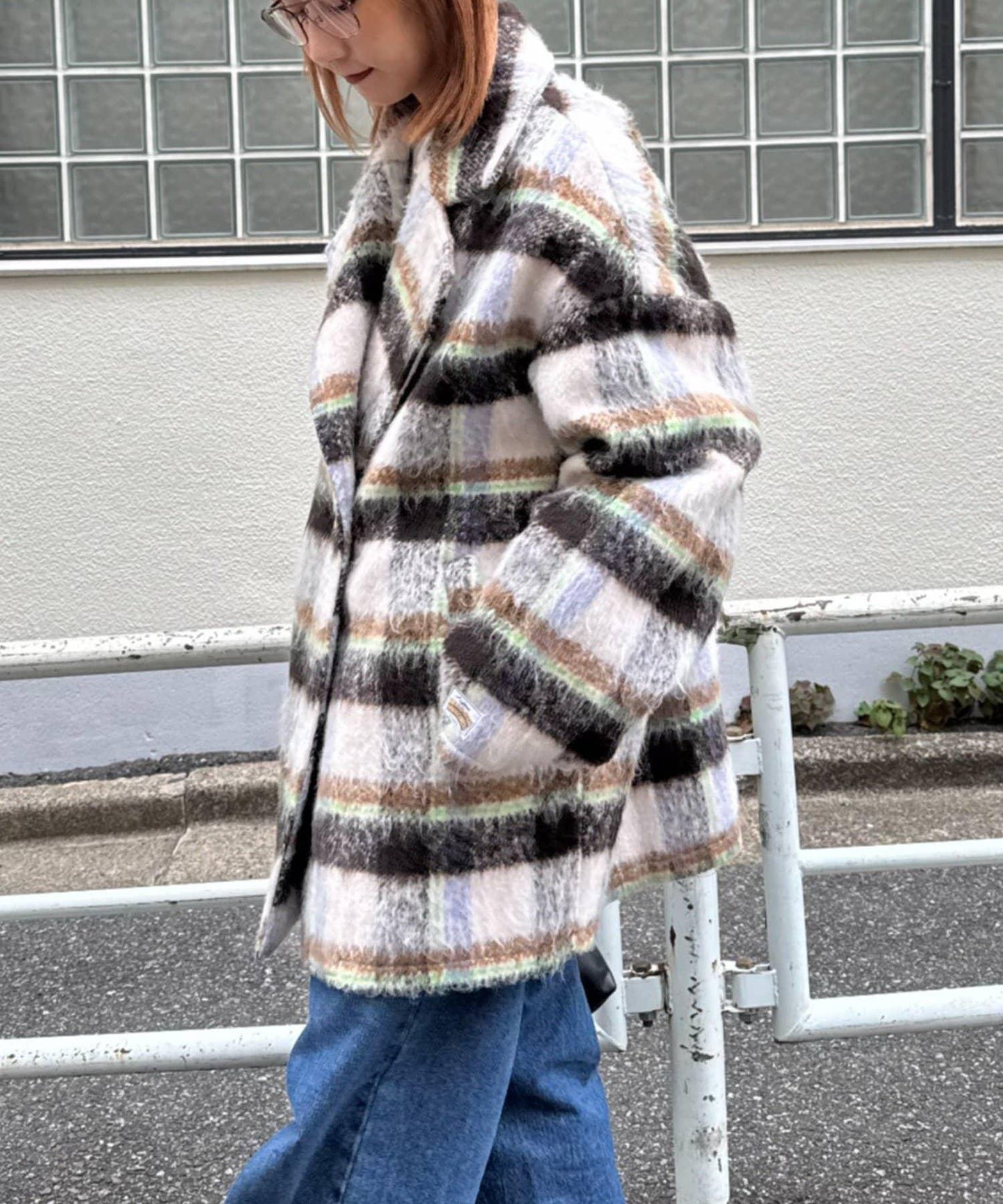 ★【HELLO.SANFRANCISCO/ハローサンフランシスコ】格紋長毛呢大衣