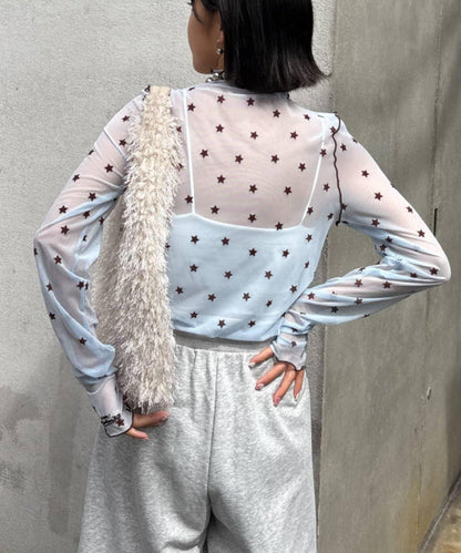 ★【HELLO.SANFRANCISCO/ハローサンフランシスコ】植絨星星圖案透視上衣