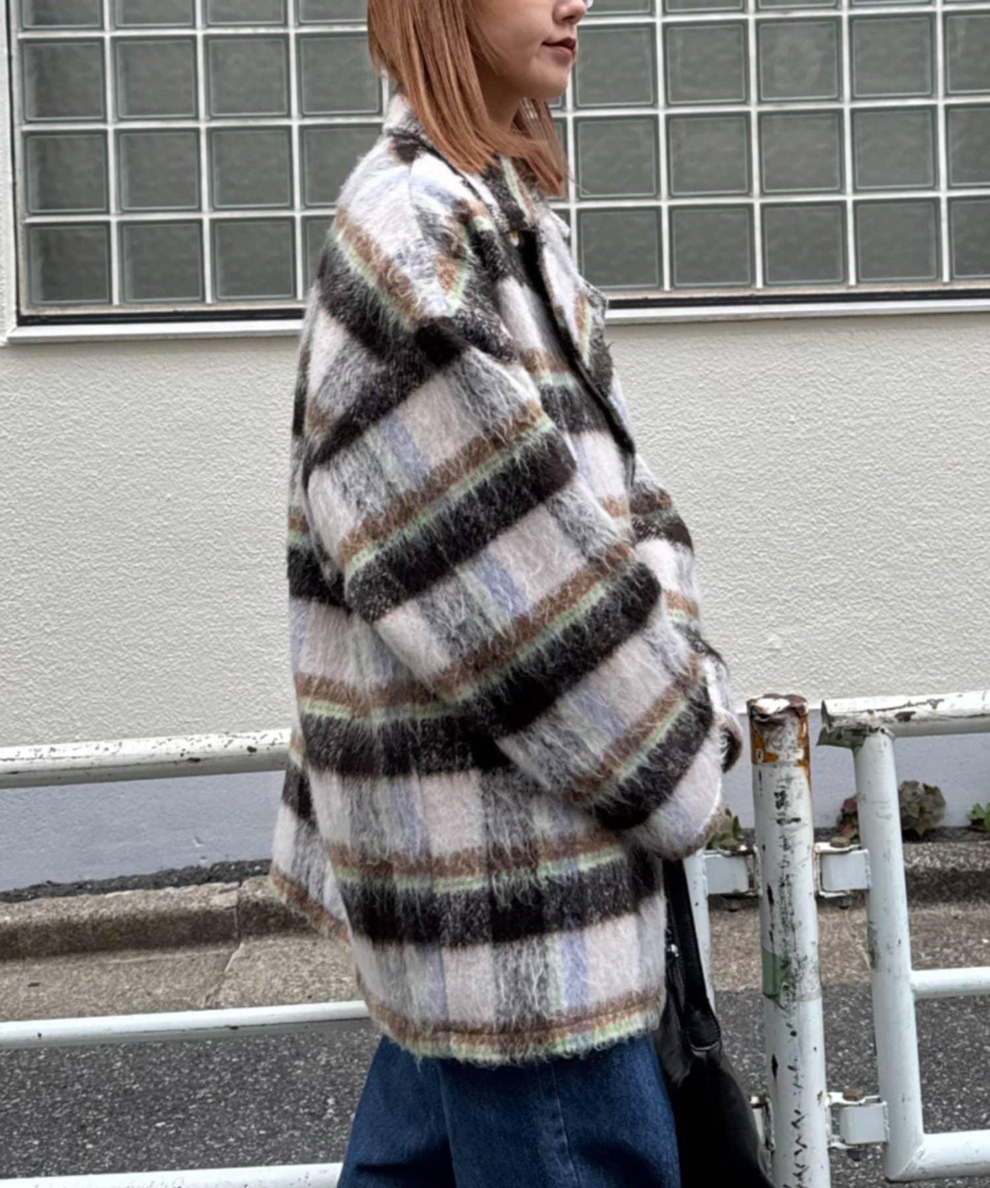 ★【HELLO.SANFRANCISCO/ハローサンフランシスコ】格紋長毛呢大衣