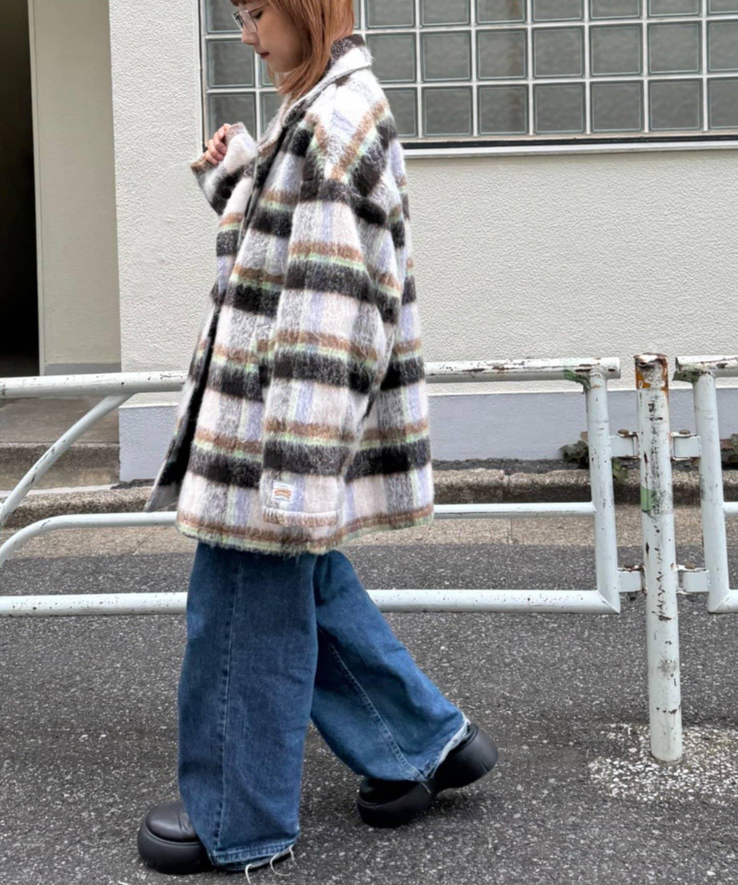 ★【HELLO.SANFRANCISCO/ハローサンフランシスコ】格紋長毛呢大衣