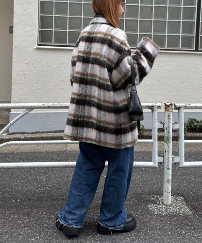 ★【HELLO.SANFRANCISCO/ハローサンフランシスコ】格紋長毛呢大衣