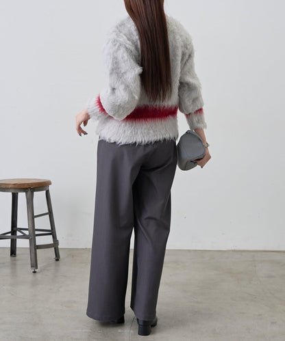 前後兩穿拼色長毛絨套頭衫