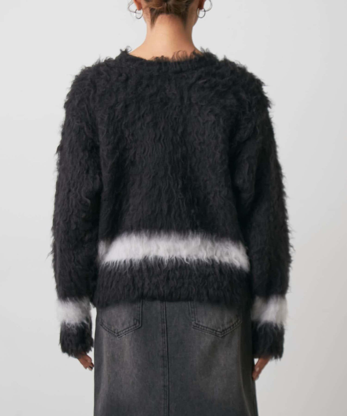 前後兩穿拼色長毛絨套頭衫