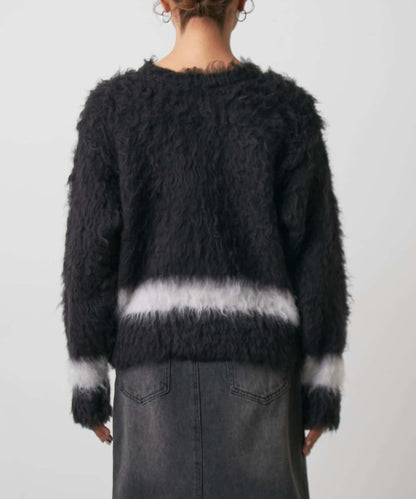 前後兩穿拼色長毛絨套頭衫