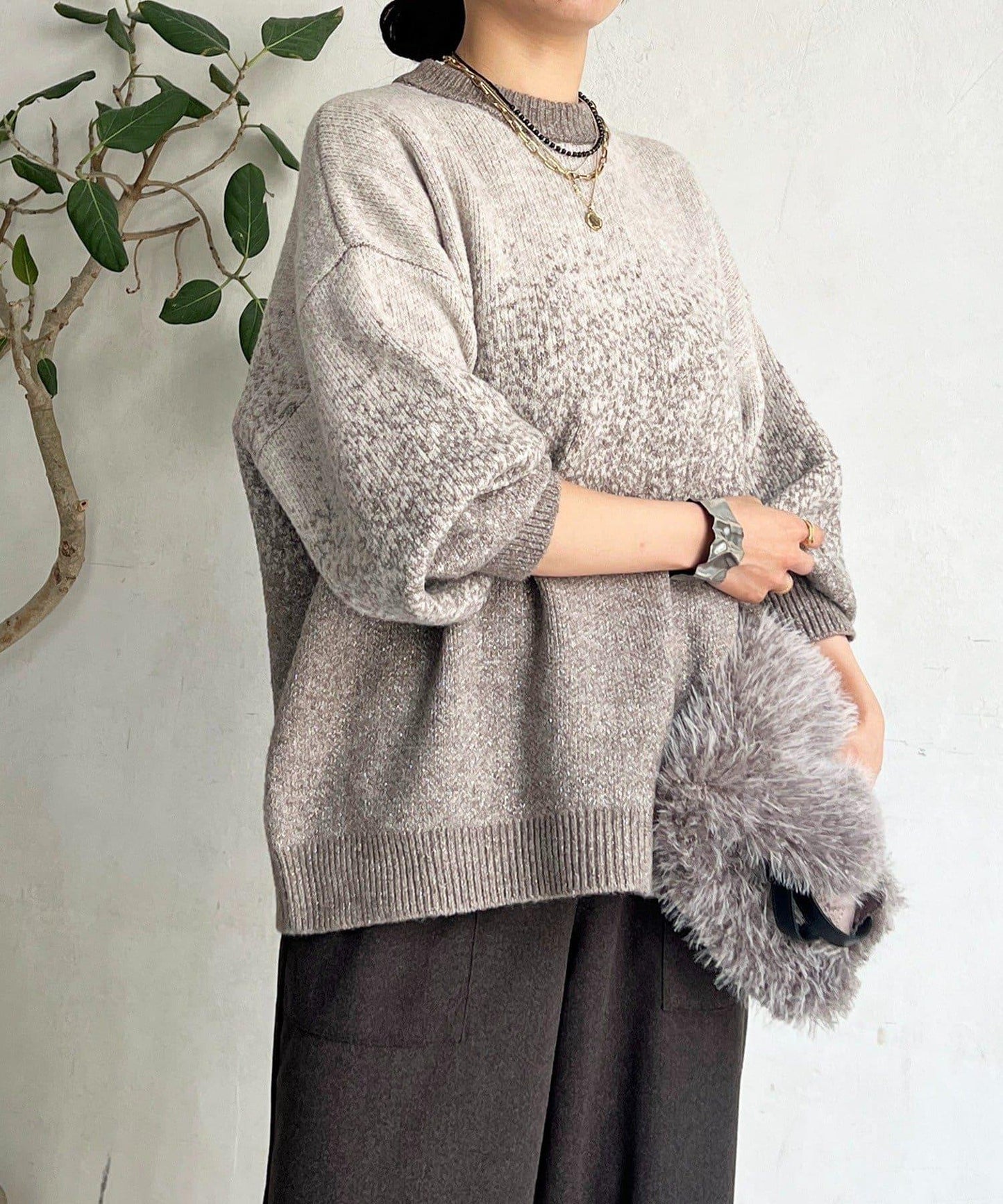 漸變色長款套頭衫