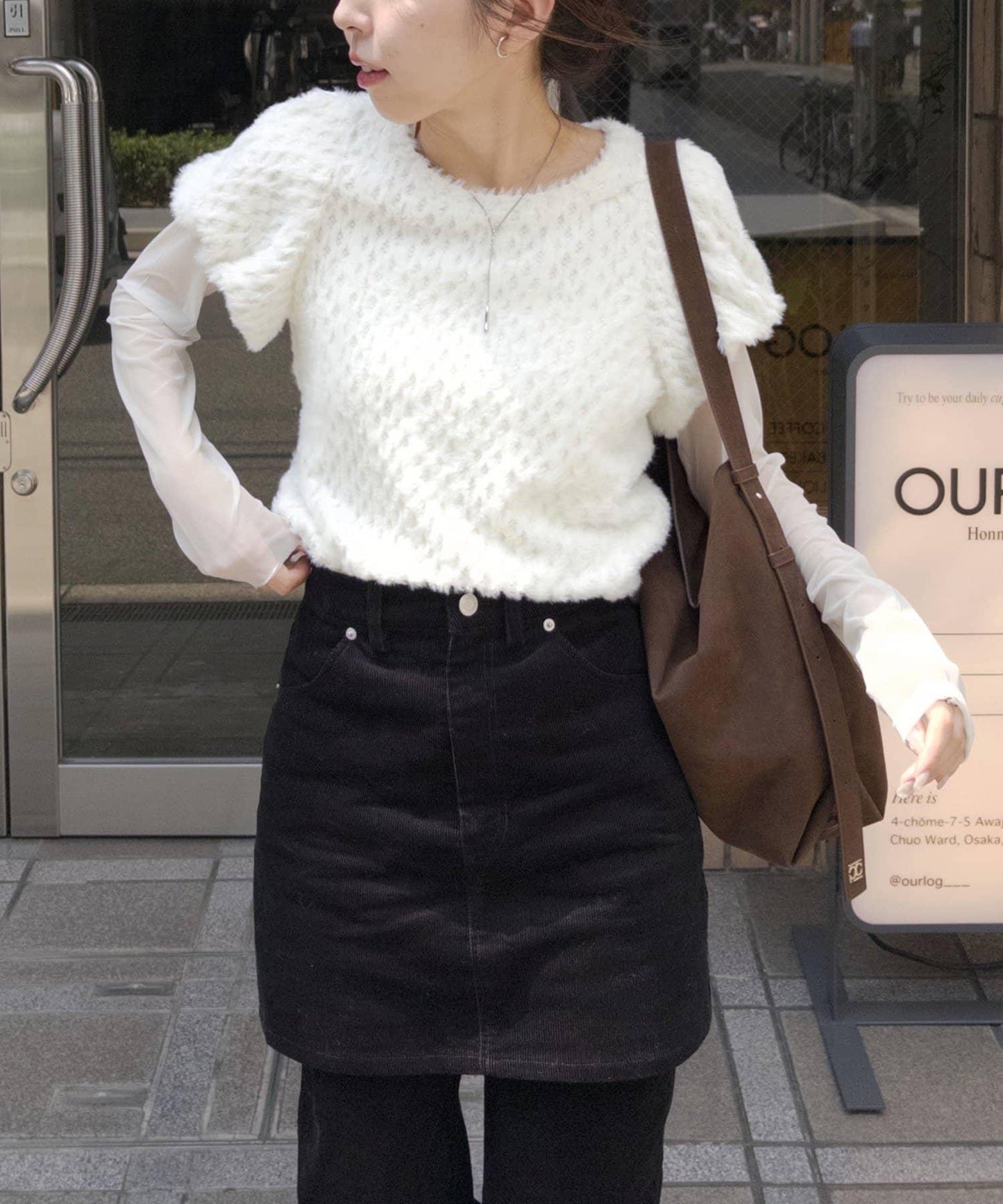 【CAPRICIEUX LE'MAGE】迷你毛絨網紗上衣