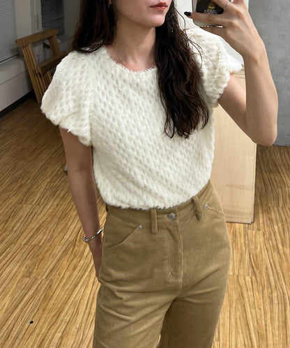 【CAPRICIEUX LE'MAGE】迷你毛絨網紗上衣