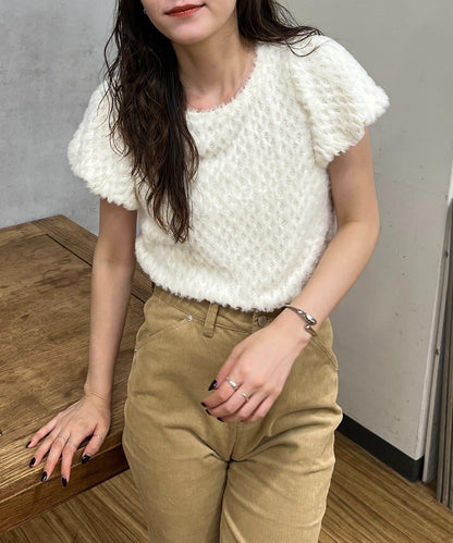 【CAPRICIEUX LE'MAGE】迷你毛絨網紗上衣