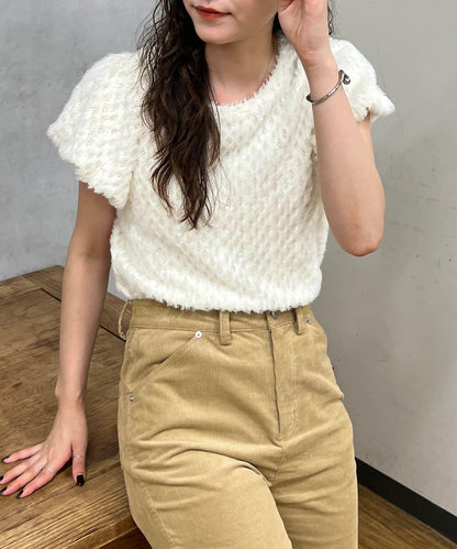 【CAPRICIEUX LE'MAGE】迷你毛絨網紗上衣