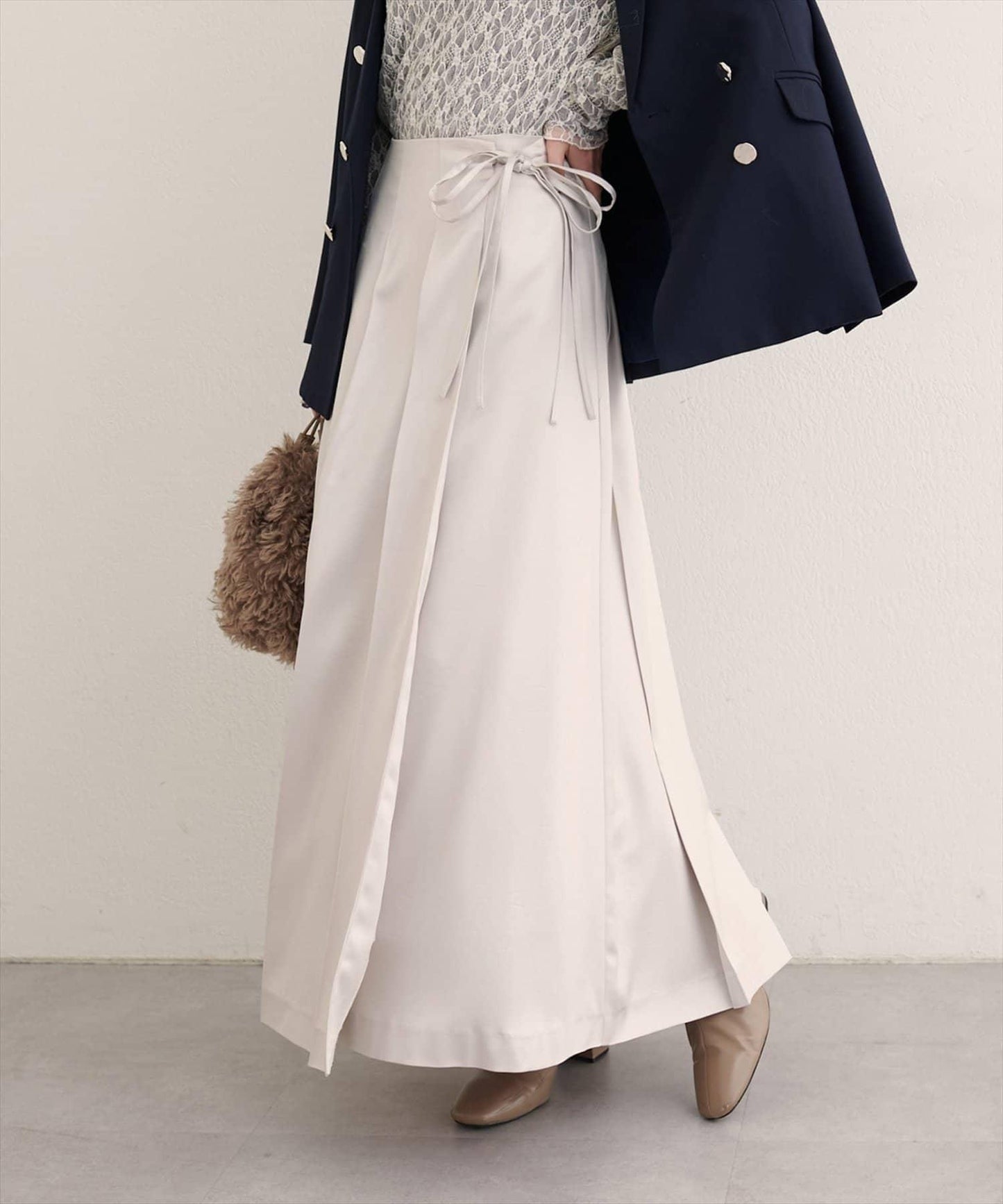 【natural couture】仿皮褶皺包裹半身裙