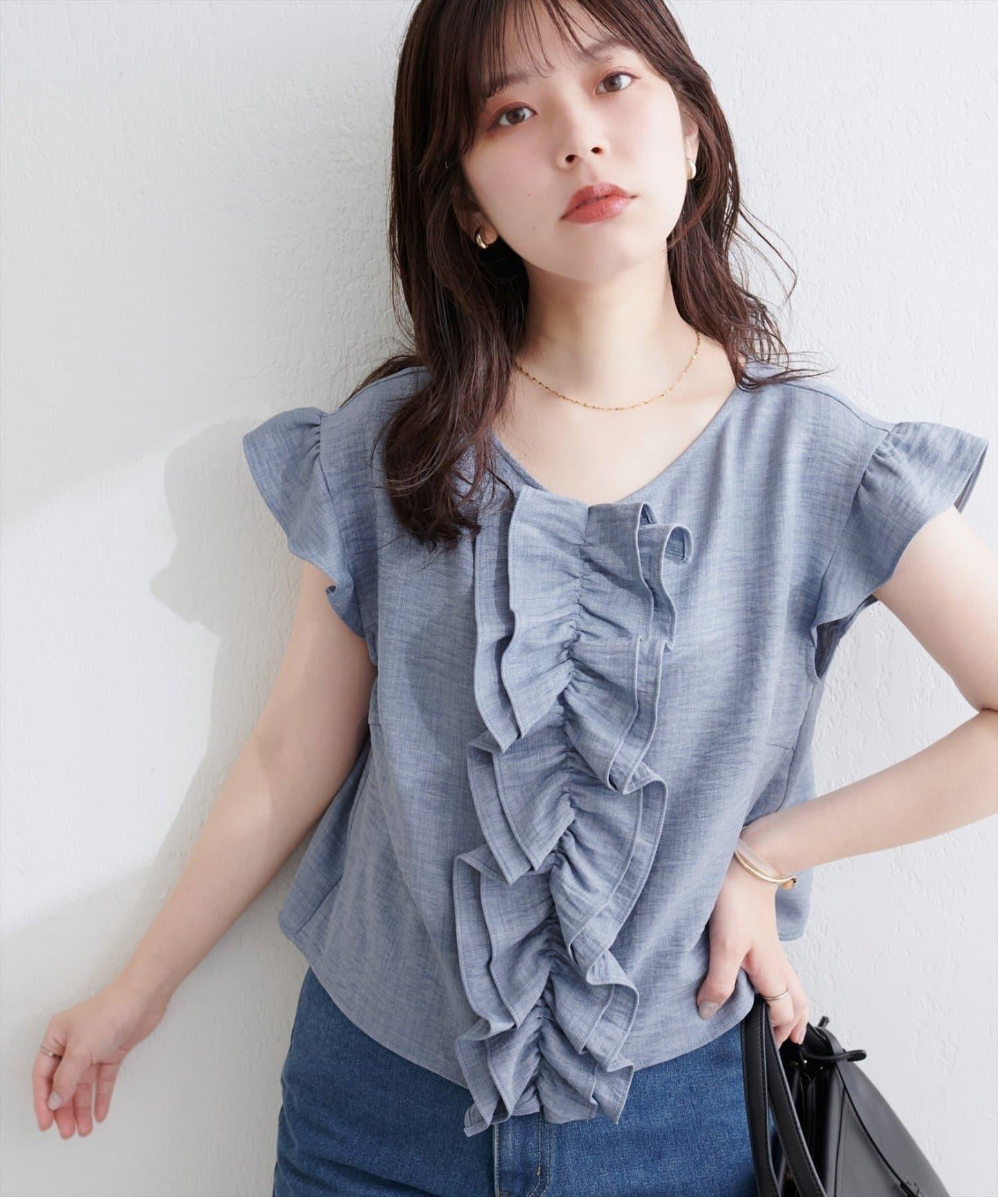 【natural couture】前飾荷葉邊襯衫