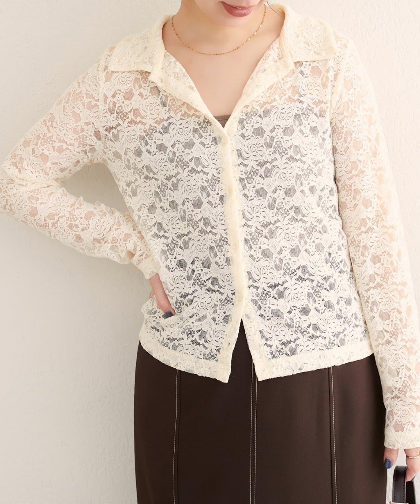 【natural couture】帶領蕾絲開衫