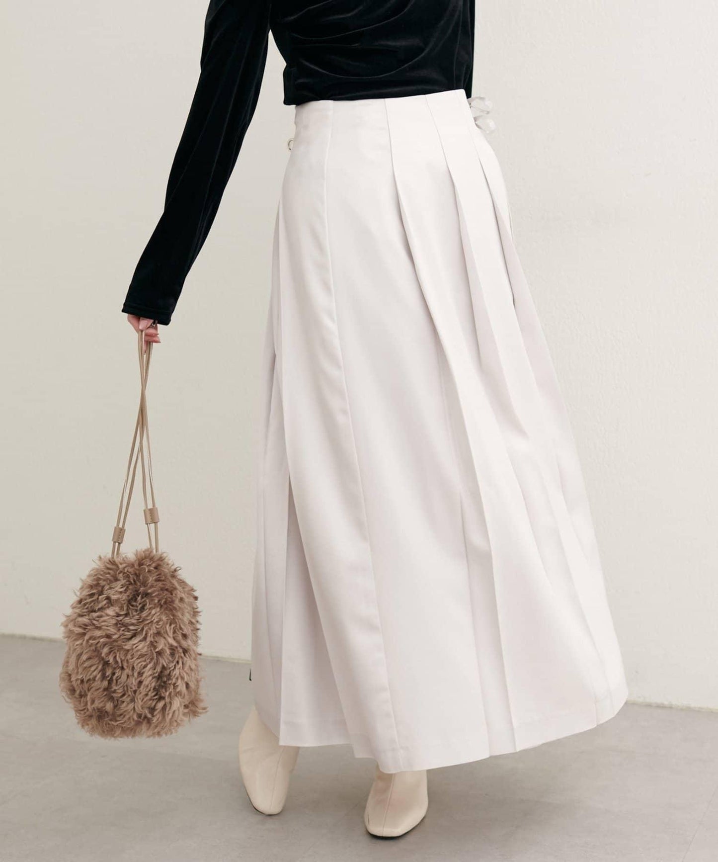 【natural couture】仿皮褶皺包裹半身裙