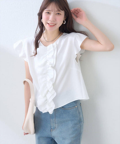 【natural couture】前飾荷葉邊襯衫