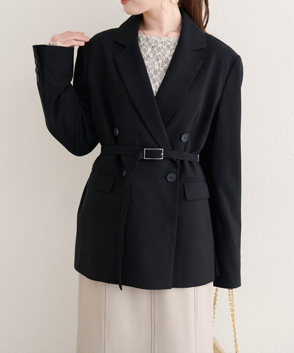 【natural couture】配腰帶長款西裝外套