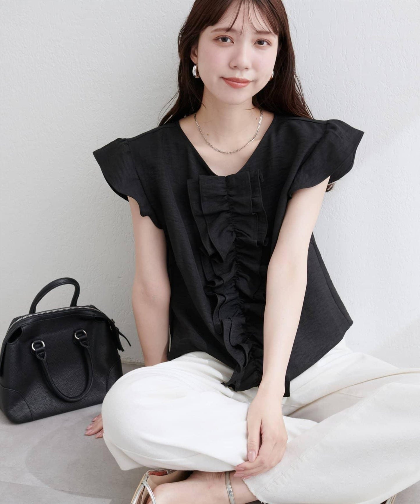 【natural couture】前飾荷葉邊襯衫