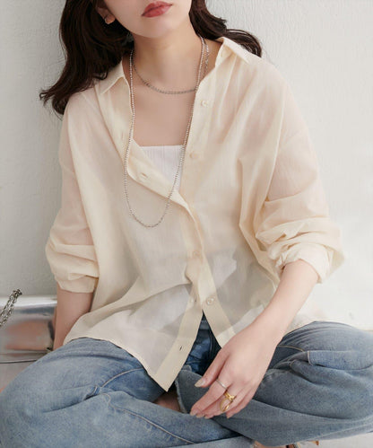 【natural couture】棉麻透視長袖襯衫