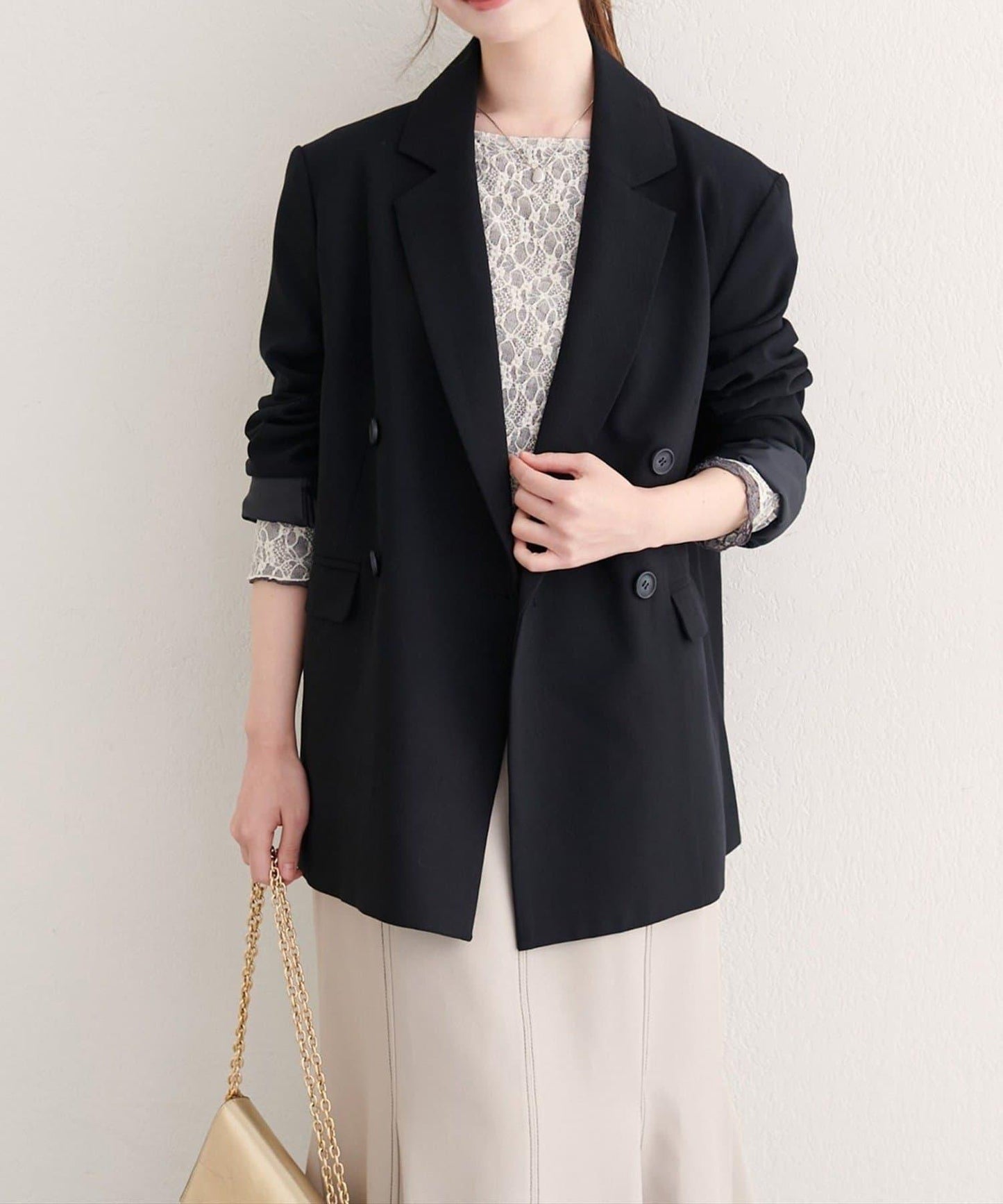 【natural couture】配腰帶長款西裝外套