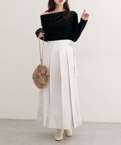 【natural couture】仿皮褶皺包裹半身裙