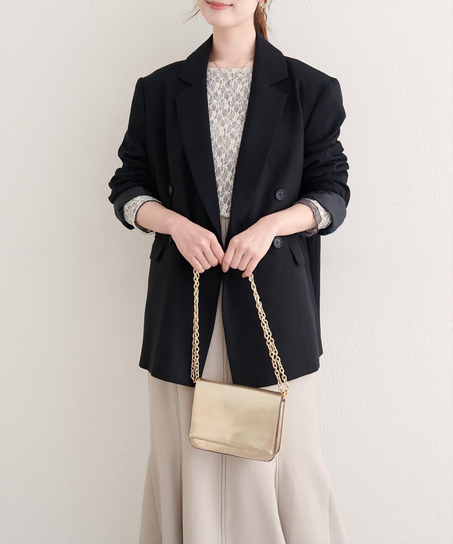 【natural couture】配腰帶長款西裝外套