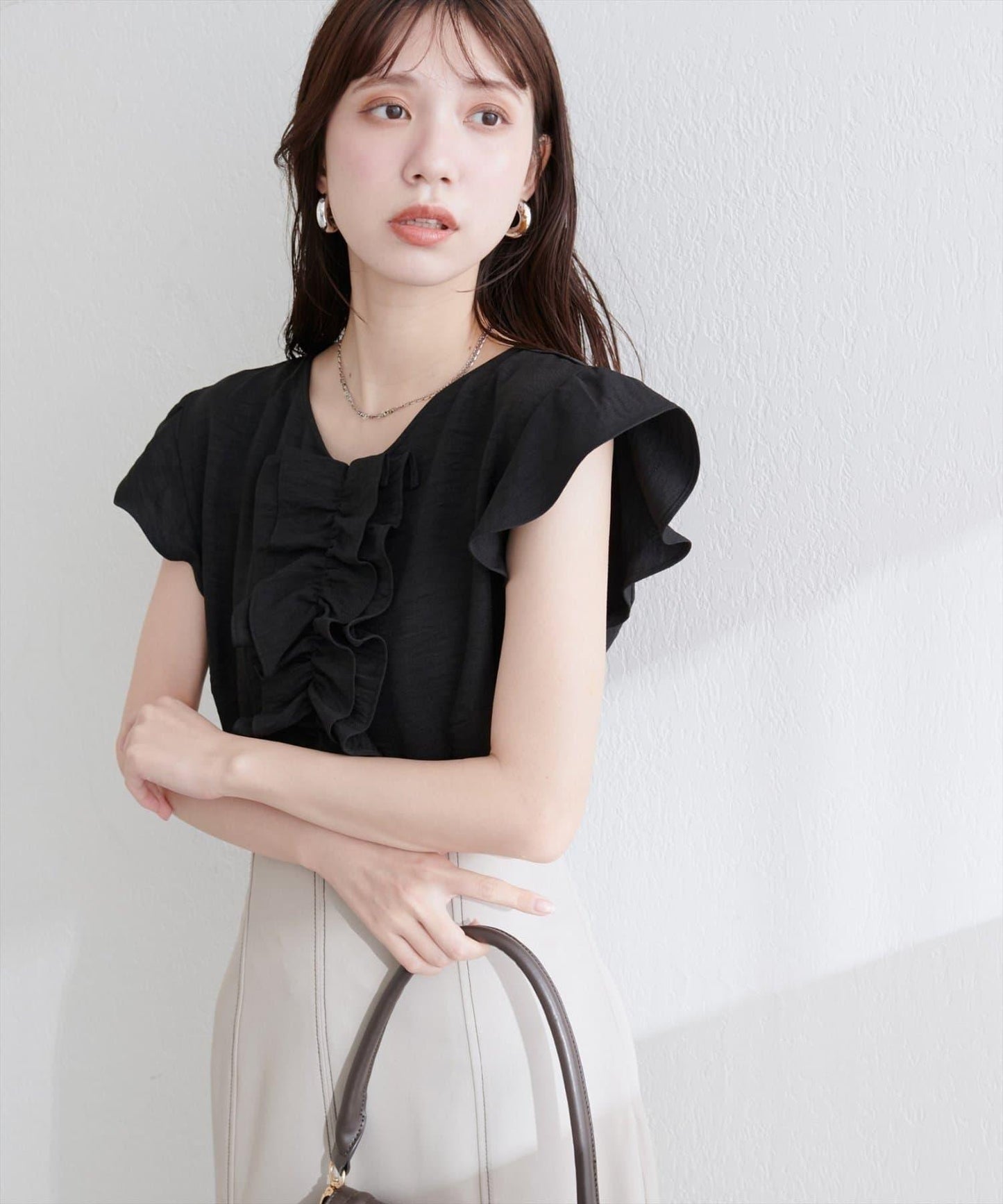 【natural couture】前飾荷葉邊襯衫