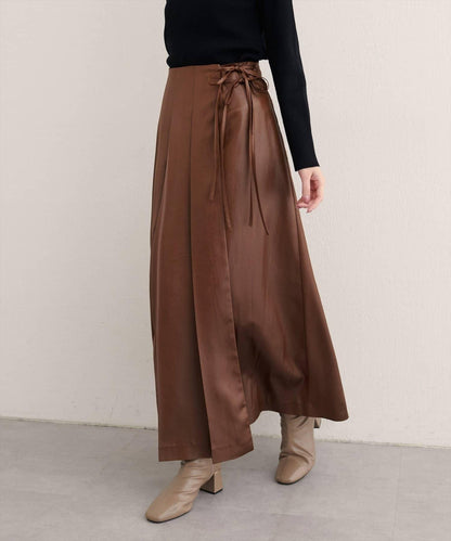 【natural couture】仿皮褶皺包裹半身裙