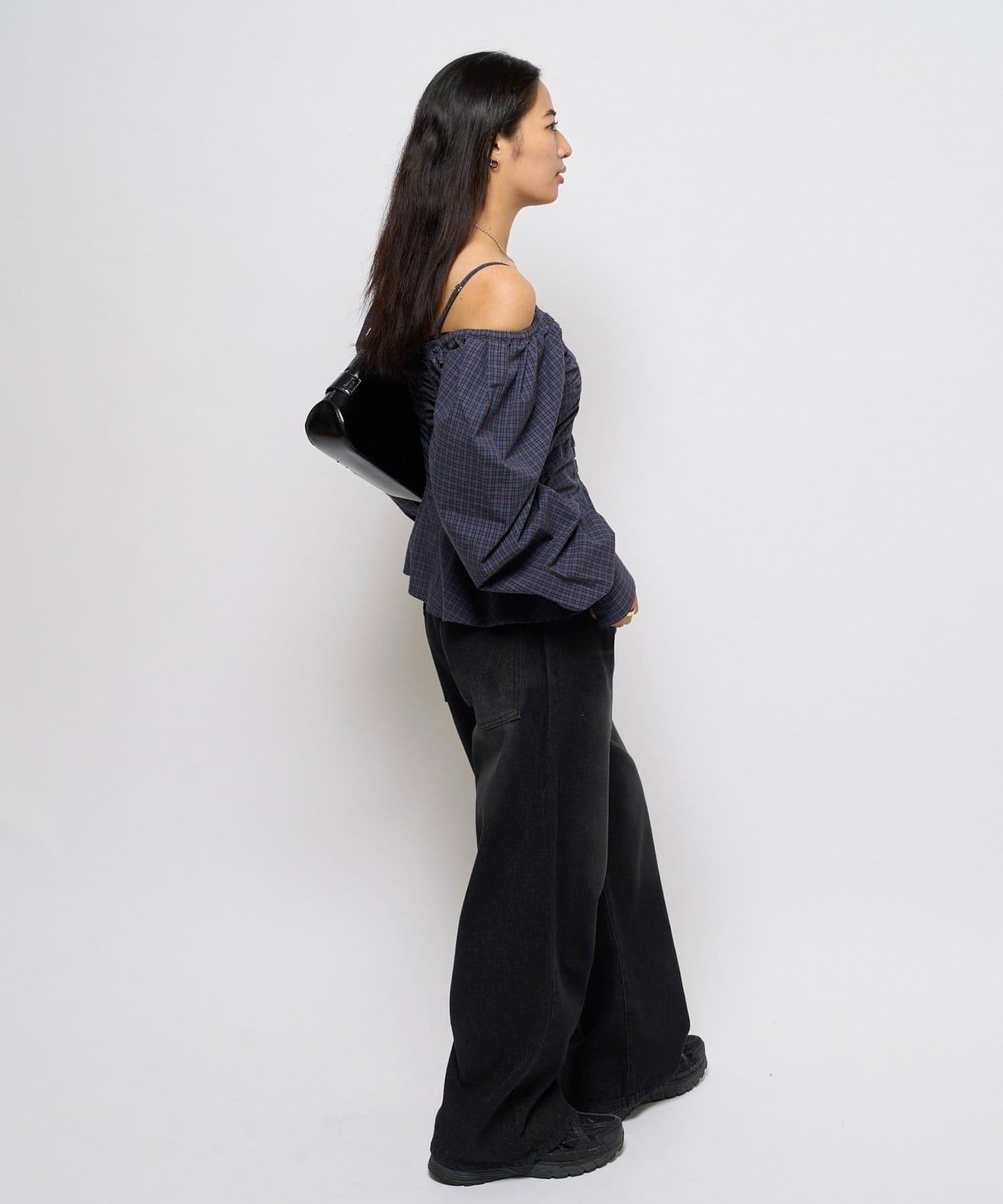 2WAY一字肩泡泡袖襯衫