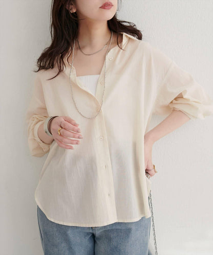 【natural couture】棉麻透視長袖襯衫