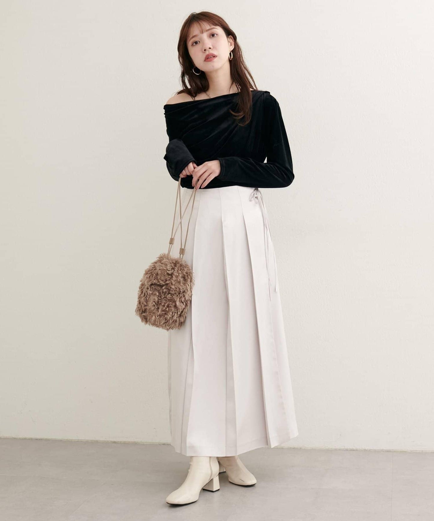 【natural couture】仿皮褶皺包裹半身裙