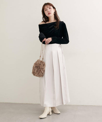 【natural couture】仿皮褶皺包裹半身裙