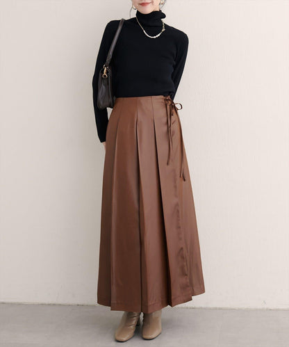 【natural couture】仿皮褶皺包裹半身裙