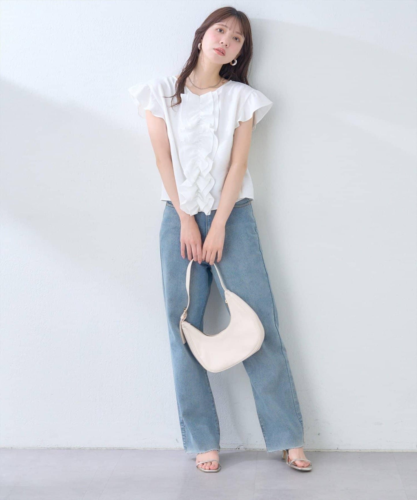 【natural couture】前飾荷葉邊襯衫