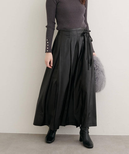 【natural couture】仿皮褶皺包裹半身裙