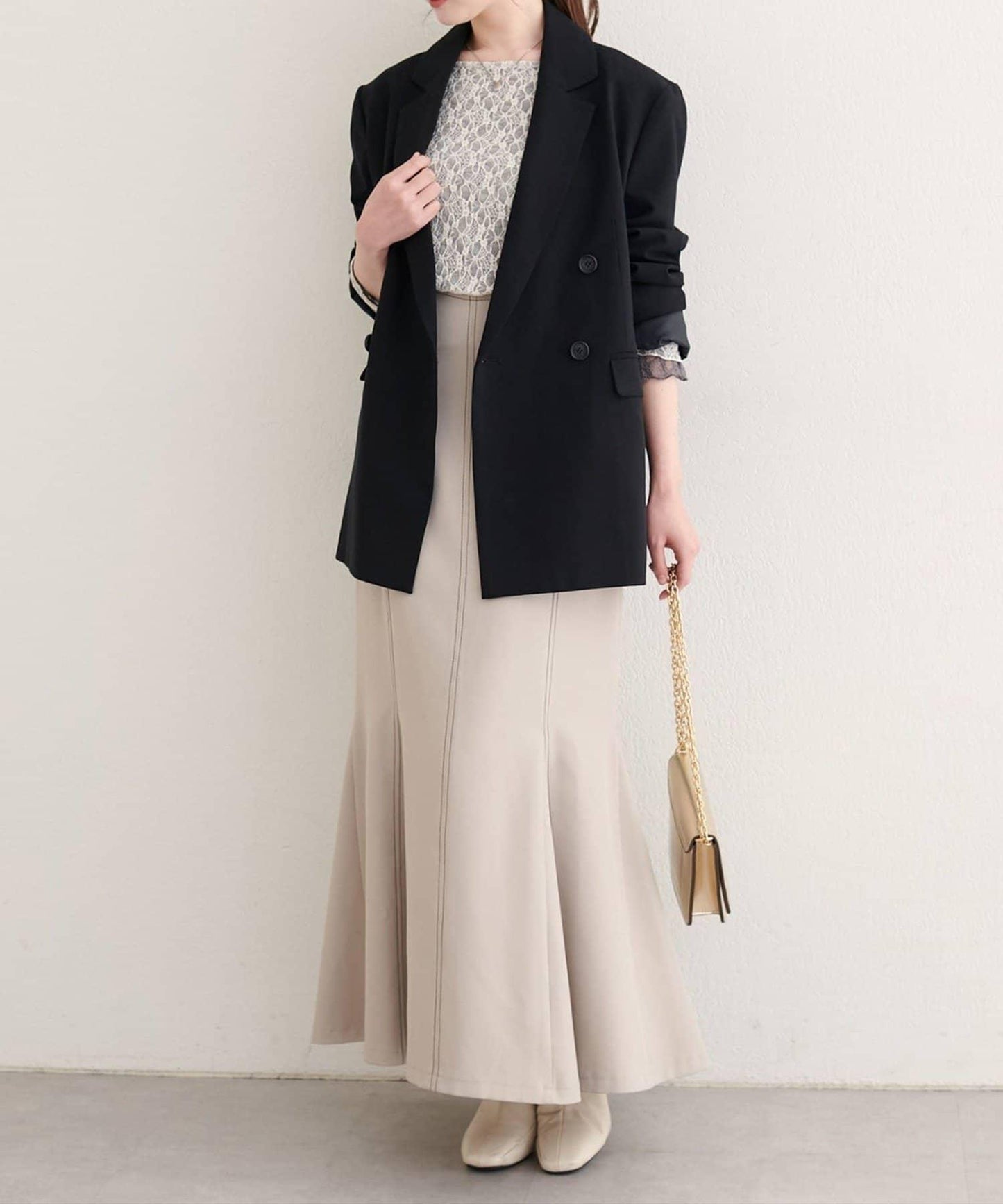 【natural couture】配腰帶長款西裝外套