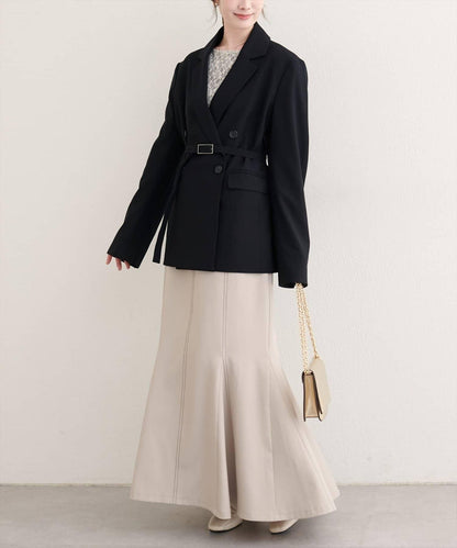 【natural couture】配腰帶長款西裝外套