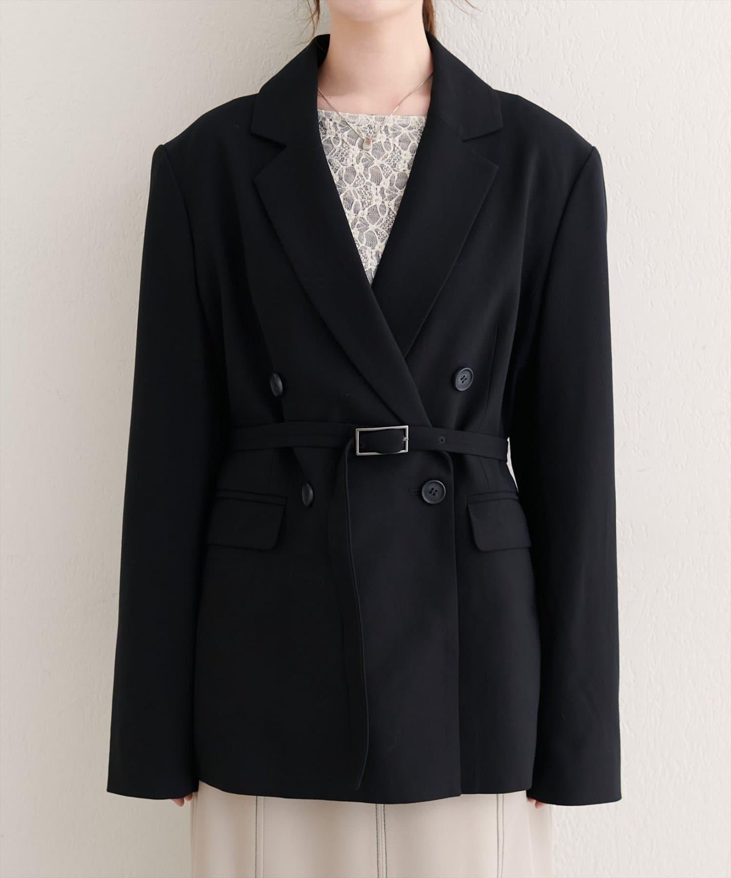 【natural couture】配腰帶長款西裝外套