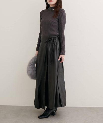 【natural couture】仿皮褶皺包裹半身裙