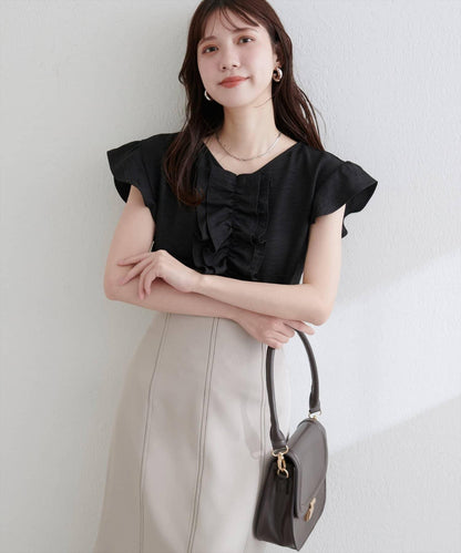 【natural couture】前飾荷葉邊襯衫