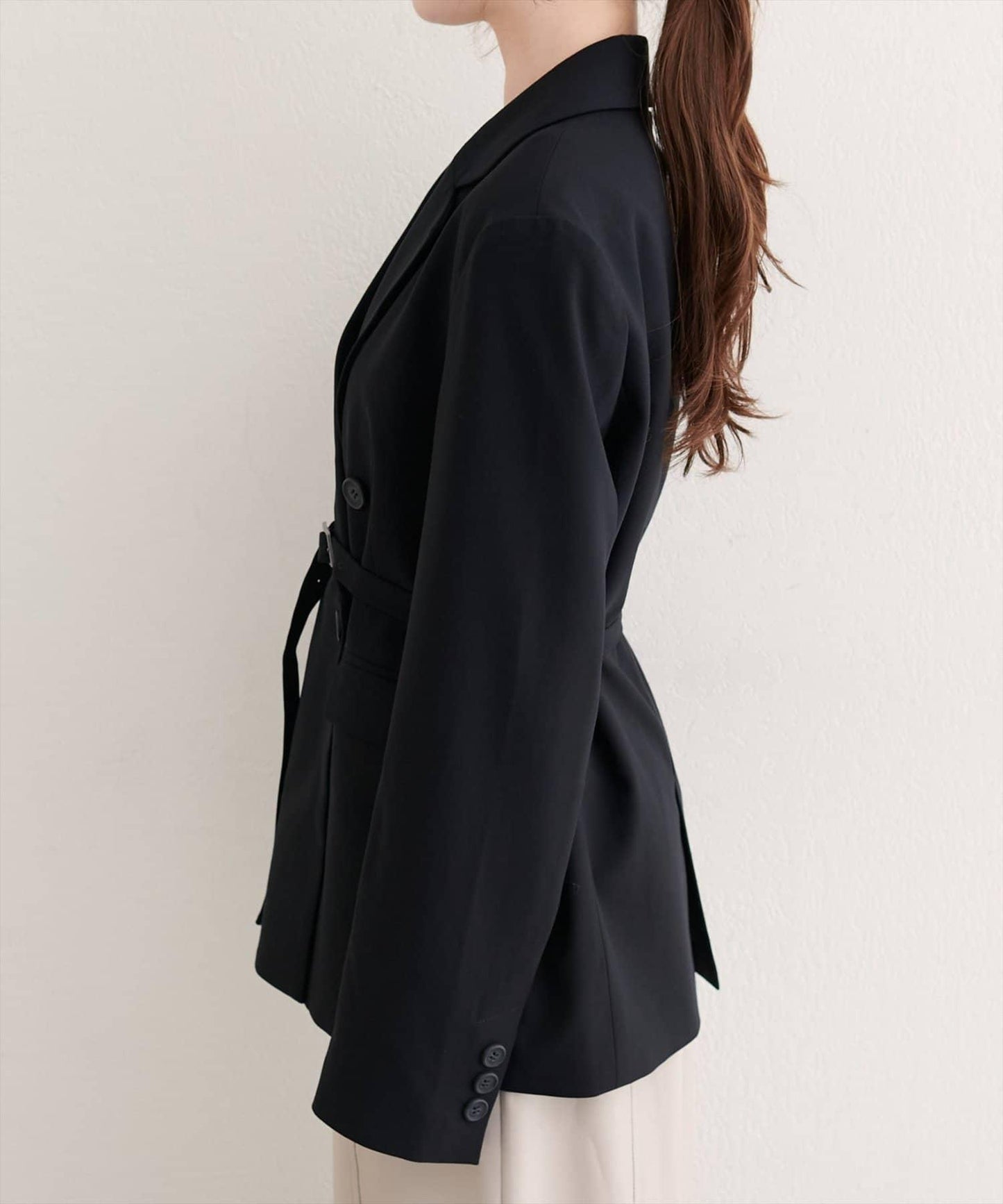 【natural couture】配腰帶長款西裝外套