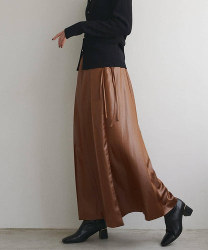 【natural couture】仿皮褶皺包裹半身裙