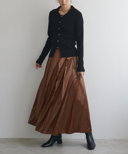 【natural couture】仿皮褶皺包裹半身裙