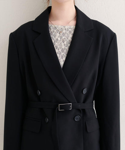 【natural couture】配腰帶長款西裝外套