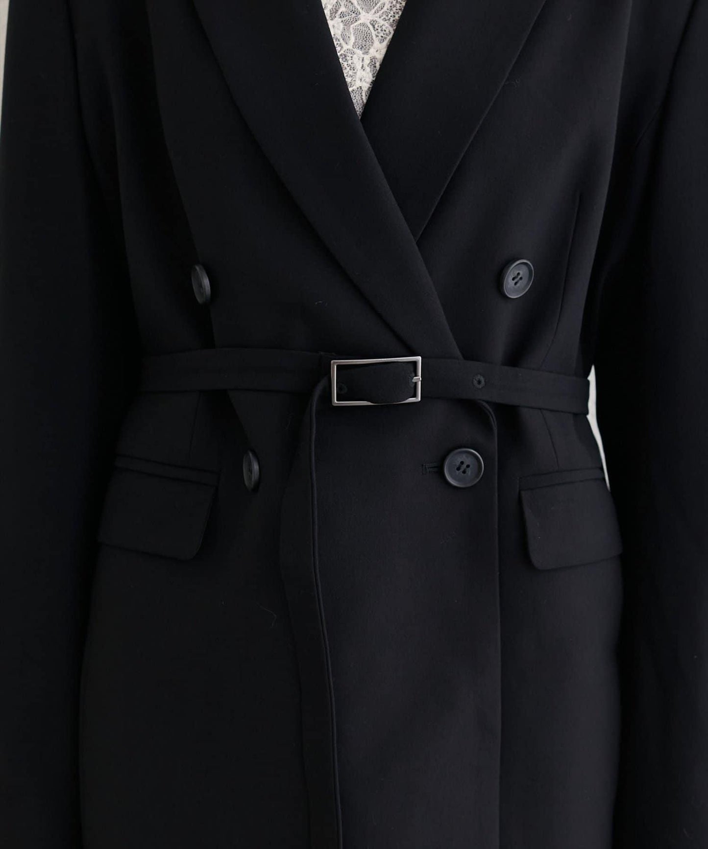 【natural couture】配腰帶長款西裝外套