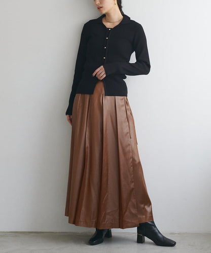 【natural couture】仿皮褶皺包裹半身裙