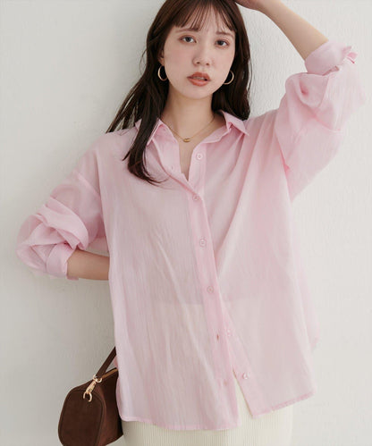 【natural couture】棉麻透視長袖襯衫