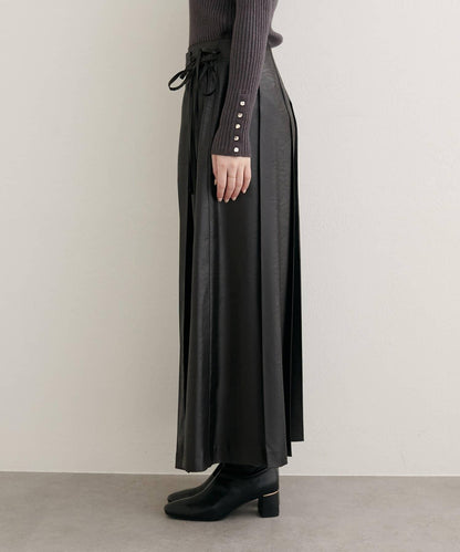 【natural couture】仿皮褶皺包裹半身裙