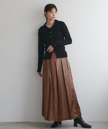 【natural couture】仿皮褶皺包裹半身裙