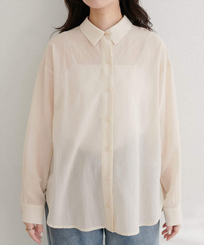 【natural couture】棉麻透視長袖襯衫