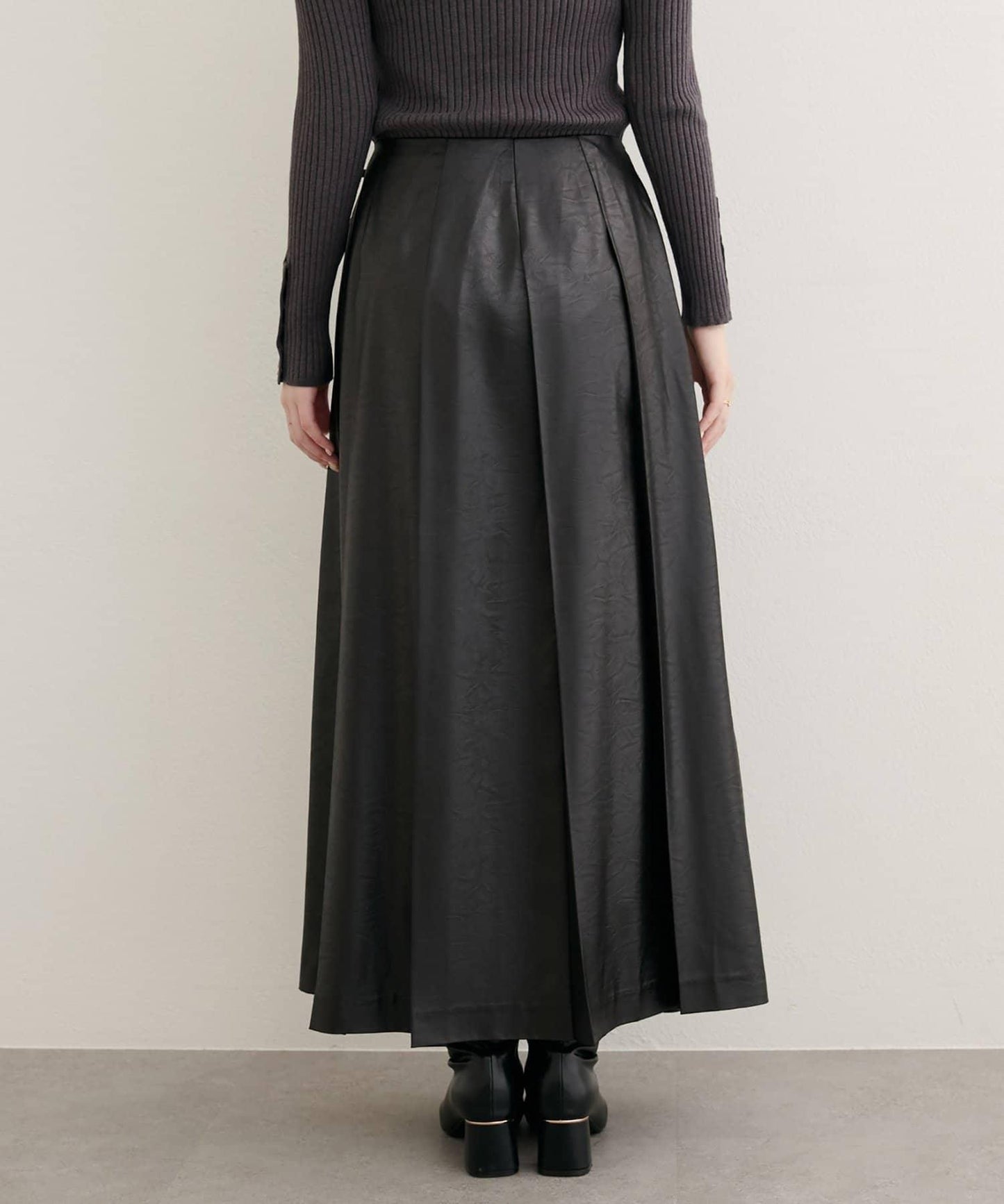 【natural couture】仿皮褶皺包裹半身裙