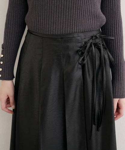 【natural couture】仿皮褶皺包裹半身裙